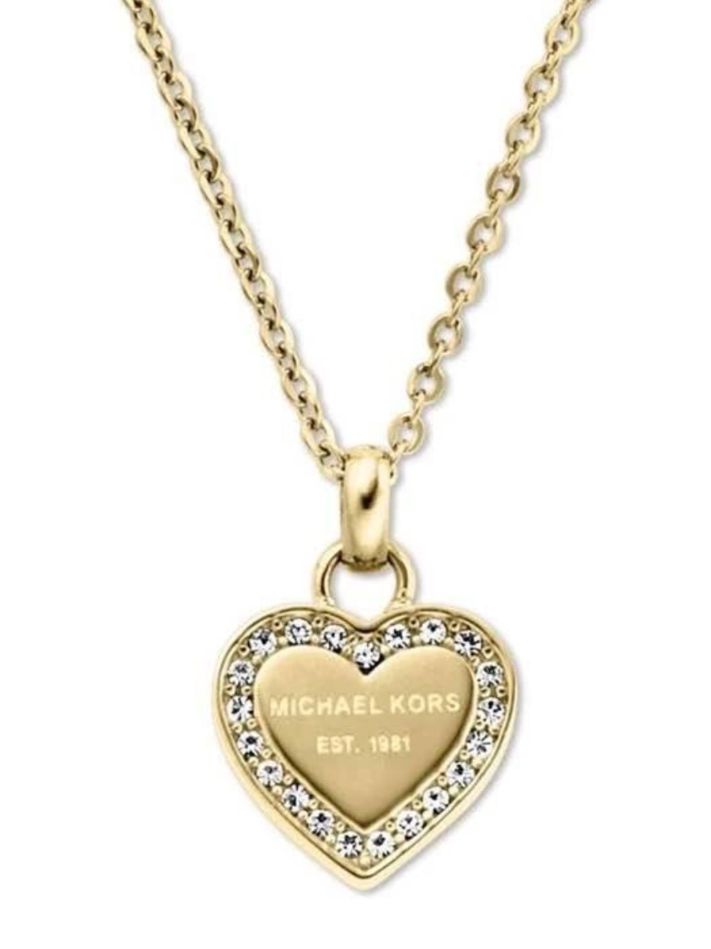 Michael Kors Gold Heart Pendant Necklace with Crystal Accent